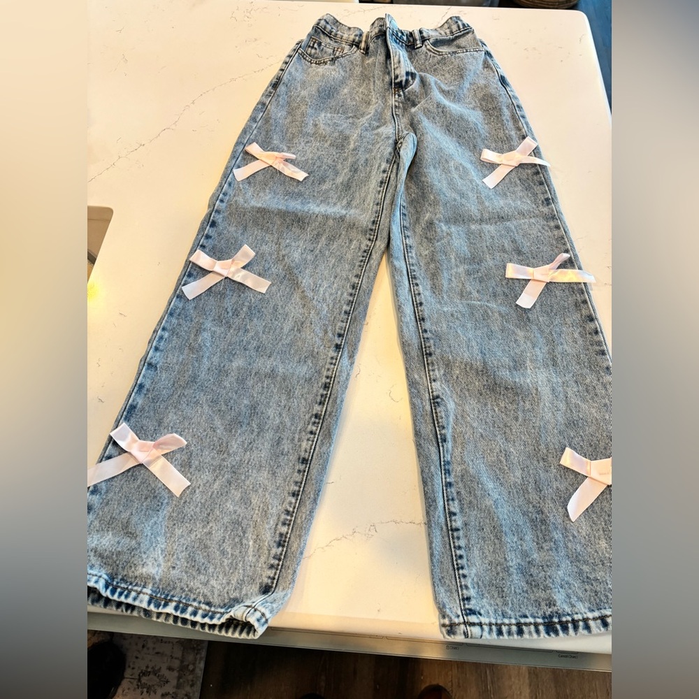 SHEIN jeans with bow embellishment 12Y New